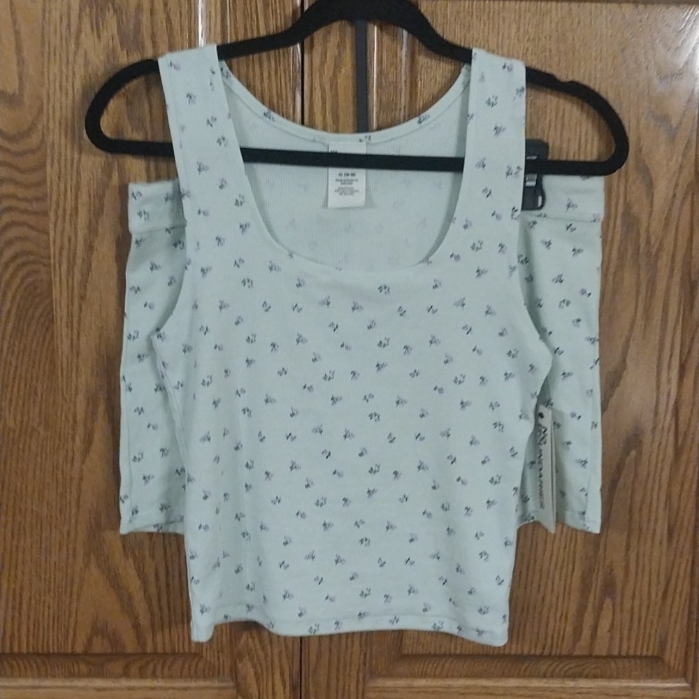 No Boundaries NWT Rib Knit Tank & Short Set Loungewear Jrs Sz X-Large Mint Green